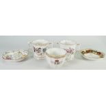 A collection of Royal Crown Derby commemorative loving cups: cup and pin trays (5)