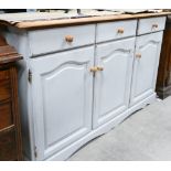 Modern Pine 3 Drawer Painted Sideboard: