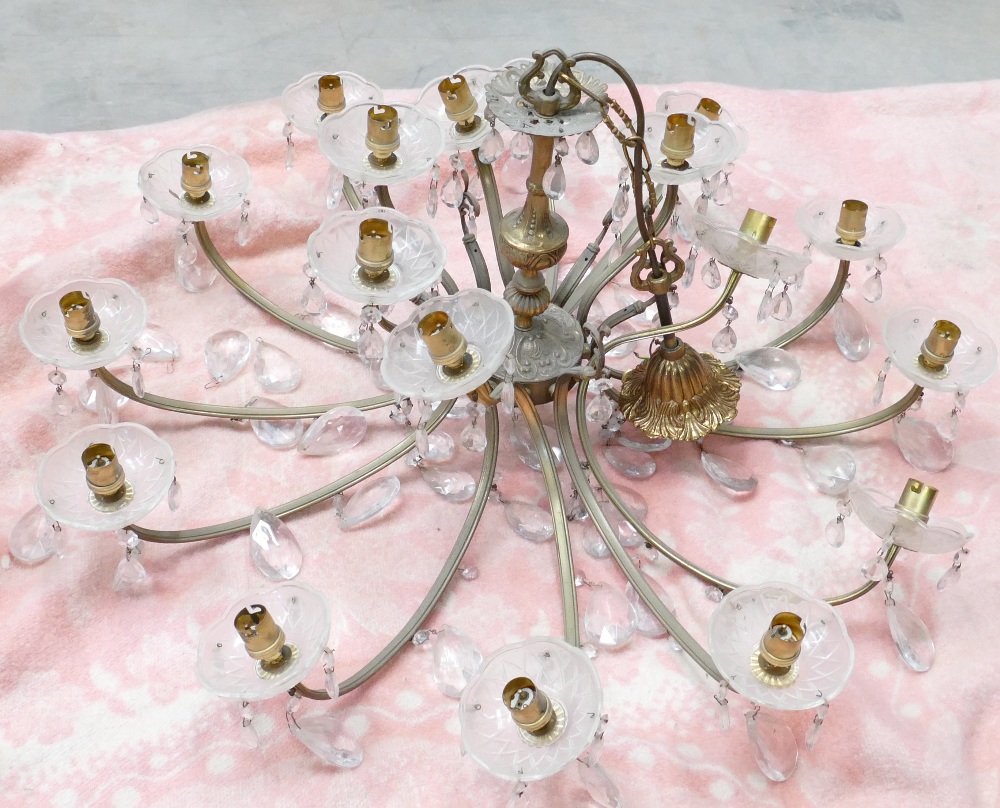 Very Large Brass 18 Branch Chandelier w