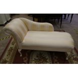 Up holstered Queen's style child's chaise longue: length 130cm height 72cm