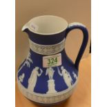 Early 20th Century Dip Blue Wedgwood Jug: height 19cm