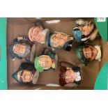 Royal Doulton small character jugs: to include The Falconer D6540, The Cavalier, Old Charley,