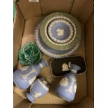 A collection of Wedgwood Jasperware items to include: plates, vases, trays etc