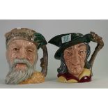 Royal Doulton Large Character Jugs: Robinson Crusoe D6532 & Pied Piper D6403(2)