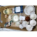 A mixed collection of items to include: commemorative cups, saucers and trio@s, modern lemon