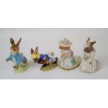 Royal Doulton bunnykins Touchdown: DB29 together with a Beswick peter rabbit BP2, Royal Doulton