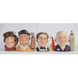 Royal Doulton Small Character Jugs: Sam Weller, The Snooker Player, Golfer & John Doulton(4)