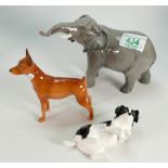 Beswwick small elephant trunk stretching: model 974, border collie pup ( boxed) and another
