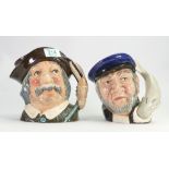 Royal Doulton Large Character Jugs: Capt Ahab D6500 & Sancho Panca D6456(2)