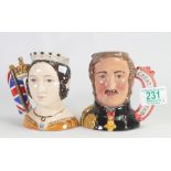 Royal Doulton pair of Small Character Jugs: Prince Albert D7073 and Queen Victoria D7072, limited