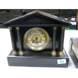 A slate mantle clock: Height 26cm