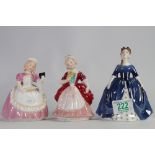 Royal Doulton Small Lady Figures: Cookie HN2218, Debbie HN2385 & seconds damaged figure Valerie