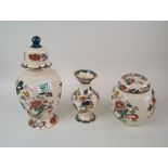 Masons java temple jar: together with a ginger jar and vase. Height of tallest 25cm (3)