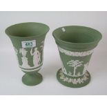 Wedgwood green jasperware flared vase: together with another vase (2)