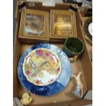A mixed collection of items to include: Royal Albert tranquil garden wall plate, flo blue wall
