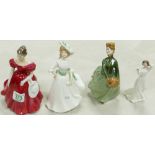 Royal Doulton Seconds Lady figures: Margaret HN3494, Winsome HN2220, Grace HN2318 & With love(4)