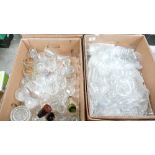 A large collection of mid century wine glasses: tumblers etc (2 trays)