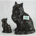 Beswick black persian cat: model 1867 together with a persian kitten model 1886 (2)