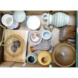 A collection of studio pottery & craft turned wooden items: