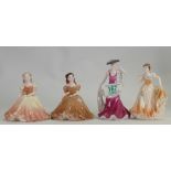 Coalport small lady figures: (4)