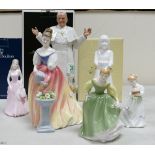 A mixed collection of items to include: Royal Doulton Damaged figures Alexandra, Pope John Paul