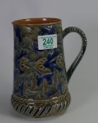 Doulton Lambeth Frank Butler Jug: height 18cm, internal crack to upper rim