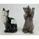 Beswick grey cat: model 1030 together with a grey persian cat model 1883 (2)