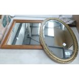 Oak Framed Wall Mirror: together with similar gilded item(2)