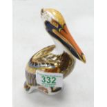 Royal Crown Derby Brown Pelican Paperweights: gold stopper