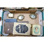 A mixed cllection of items to include: Cased Cutlery sets, small carriage clock, tin box etc
