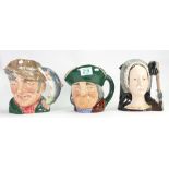 Royal Doulton Large Character Jugs: Toby Philpots, The Angler D6429 & Anne Boleyn D6644(3)