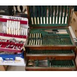 Wooden cased Frank Cobb full set of cutlery: together with similar incomplete items
