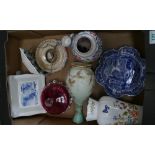 A mixed collection of items to include: Wedgwood Floral decorated vase, Spode Italian Pattern