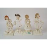 Royal Doulton ivory and gold collection figurines: to include summer duet HN4225, after the rain