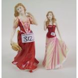Royal Doulton figurine Strolling: HN3755 together with thinking of you HN5265 (2)