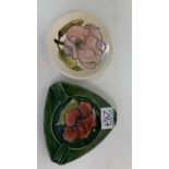 Two small Moorcroft items: to include magnolia pattern on cream ground pin dish together with a