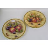 Two Aynsley Orchard Gold cabinet plates: 26cm in diameter (2).