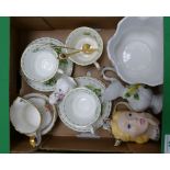 A mixed collection of items to include: Royal Albert Flowers of the Month cups and Saucers,