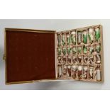 Unusual Frog Theme Boxed Chess set: height of tallest 6.5cm