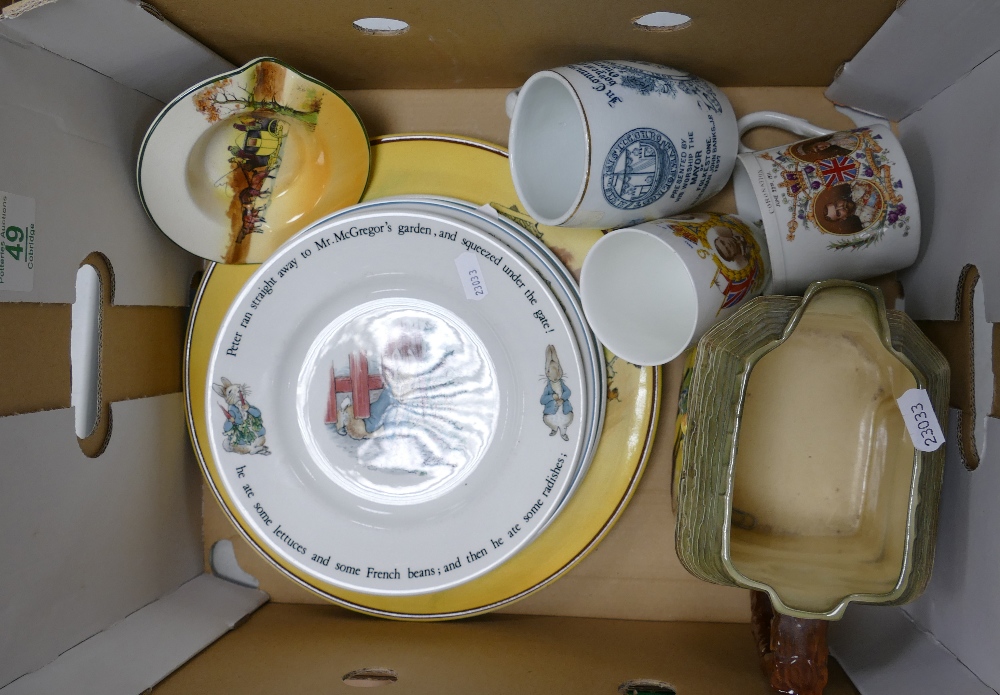 A mixed collection of items to include: Royal Doulton Series Ware Plates, Wedgwood Peter Rabbit