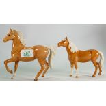 Beswick palomino prancing arab: model 1261 together with a palomino foal (2)