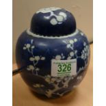 Chinese Prunus Blossom Porcelain Ginger Jar: height 14cm