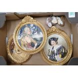 Enoch Wedgwood decorative wall plaques: together with damaged similar brooch