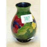Moorcroft Hibiscus on Green Ground Small Vase: height 14cm