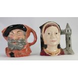 Royal Doulton Large Character Jugs: Falstaff D6287 & Catherine Of Aragon D6643(2)