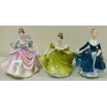 Royal Doulton Seconds Lady Figures: Janine Hn2461, Lynne HN2399 and Rebecca HN2806