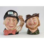 Royal Doulton Large Character Jugs: Mad Hatter D6598 & Robin Hood(2)