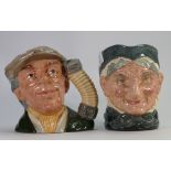 Royal Doulton Large Character Jugs: The Busker D6775 & Granny D5521(2)