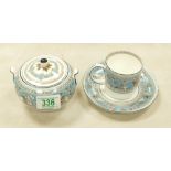 Wedgwood Florentine Turquoise Cup & Saucer: together with similar lidded sugar bowl( slight rub