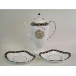 A Wedgwood Runnymede coffee pot: together with two gravy boat saucers (3)